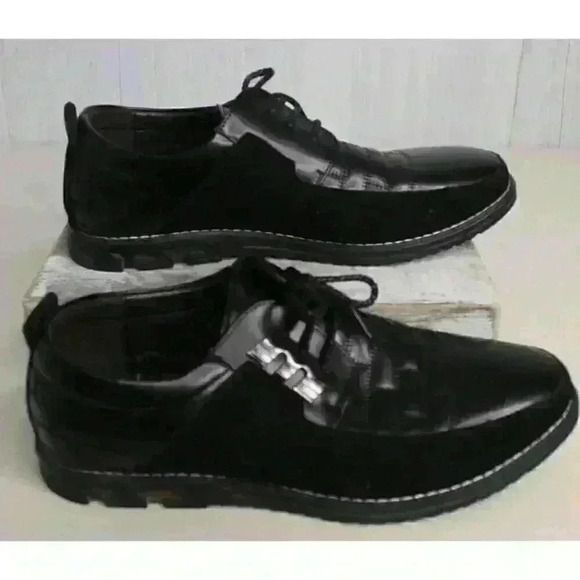 Gatsby Quilted Derby Oxford Sneakers Black Faux Leather Lace Up Shoes Men's 10 - Picture 5 of 9